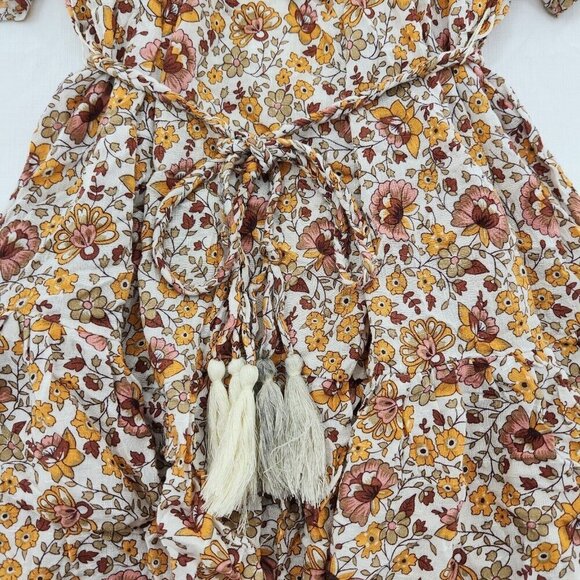 Cynthia Rowley Womens Size XS Floral Ruffle Tassle Boho Tiered Mini Dress - Picture 4 of 8